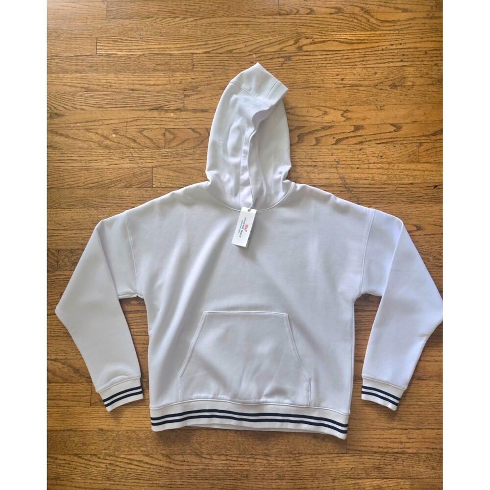 Vineyard Vines Women's White Soft Seaton Performance Hoodie Stripe Small NWT